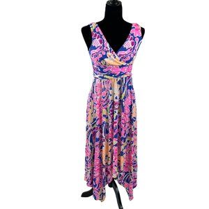 Lilly Pulitzer M Brilliant Blue Catch and Release Palm Beach Sloane Midi #23280